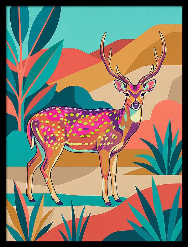 Axis Deer In Vibrant Landscape