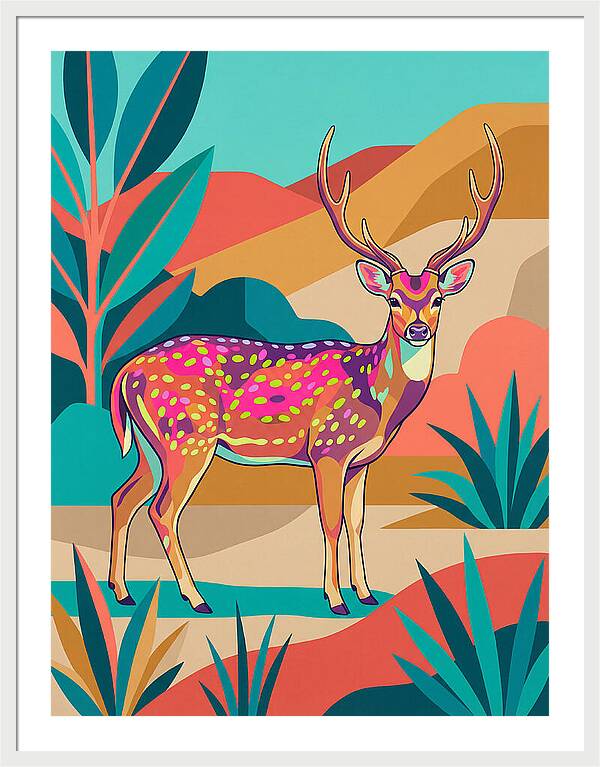 Axis Deer In Vibrant Landscape