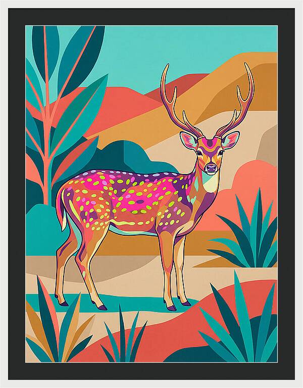 Axis Deer In Vibrant Landscape