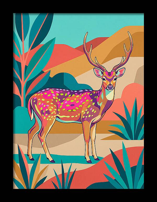 Axis Deer In Vibrant Landscape