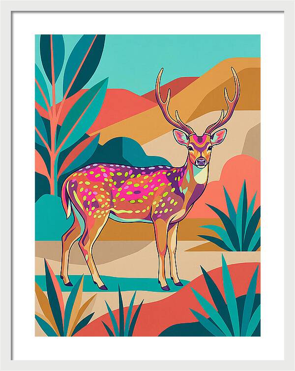 Axis Deer In Vibrant Landscape
