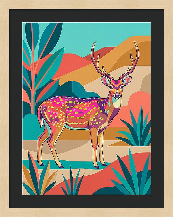 Axis Deer In Vibrant Landscape