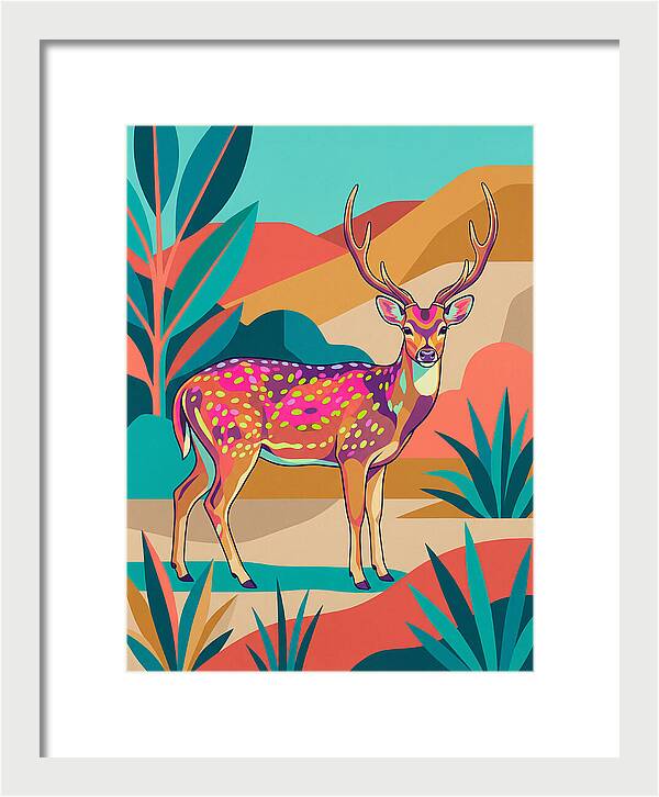 Axis Deer In Vibrant Landscape