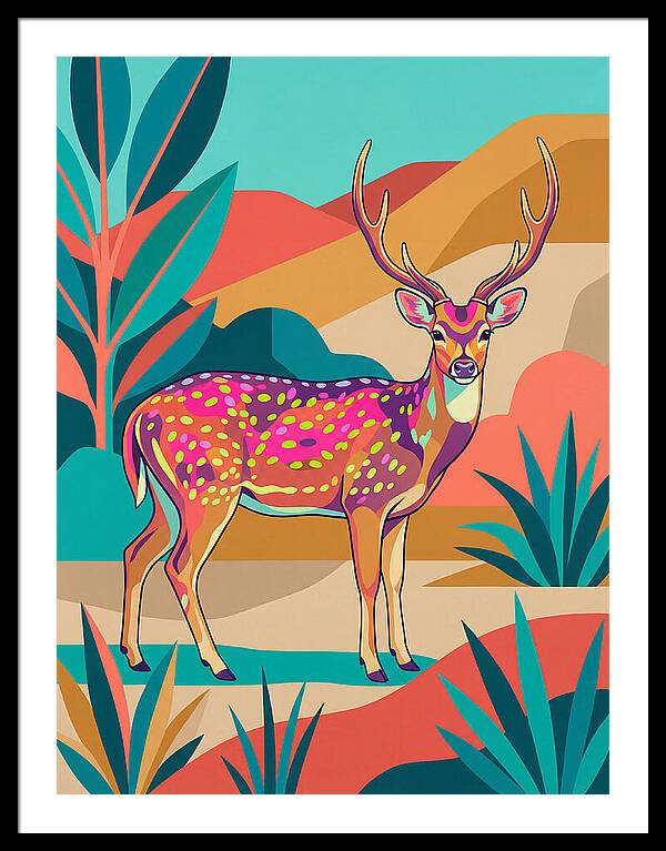 Axis Deer In Vibrant Landscape