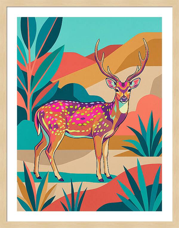 Axis Deer In Vibrant Landscape