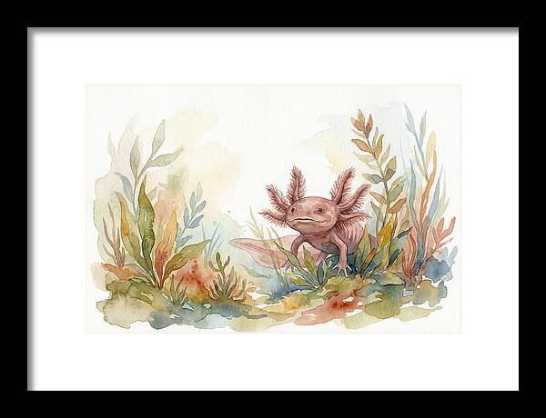 Axolotl Among Aquatic Plants