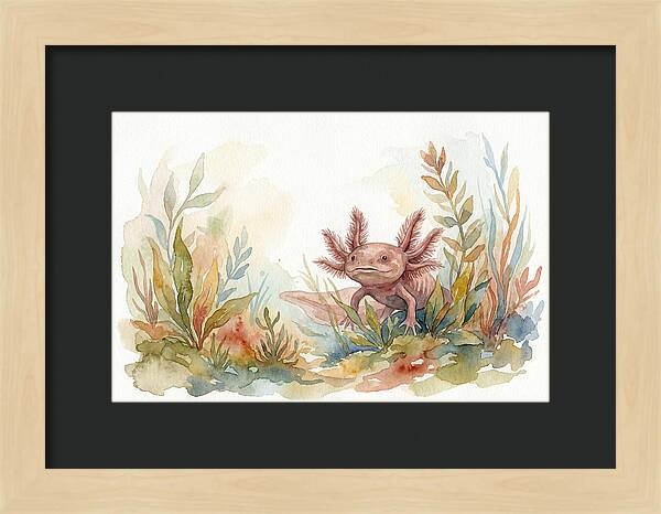 Axolotl Among Aquatic Plants