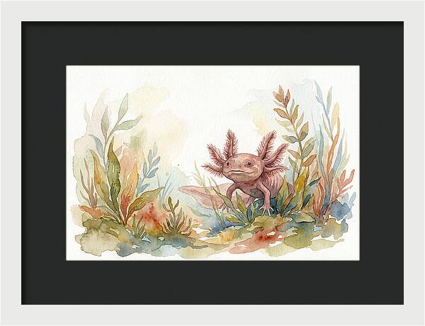 Axolotl Among Aquatic Plants