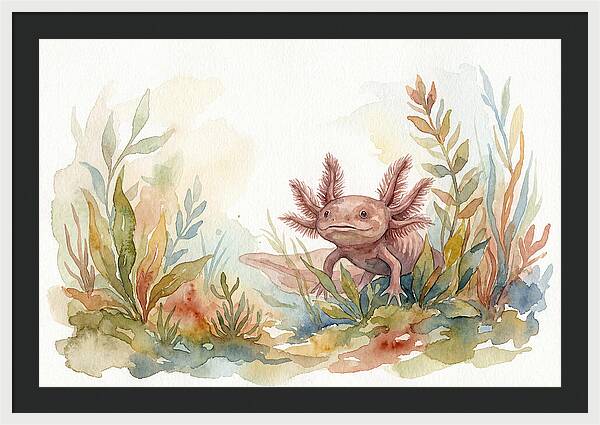 Axolotl Among Aquatic Plants
