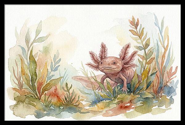 Axolotl Among Aquatic Plants