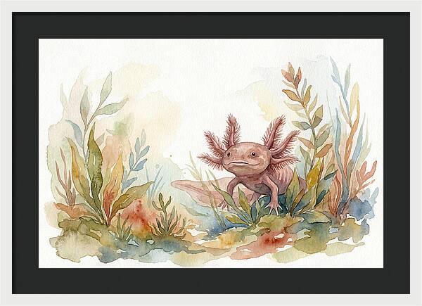 Axolotl Among Aquatic Plants