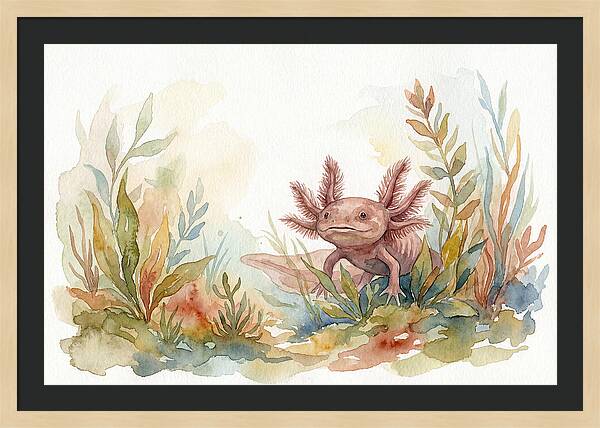 Axolotl Among Aquatic Plants