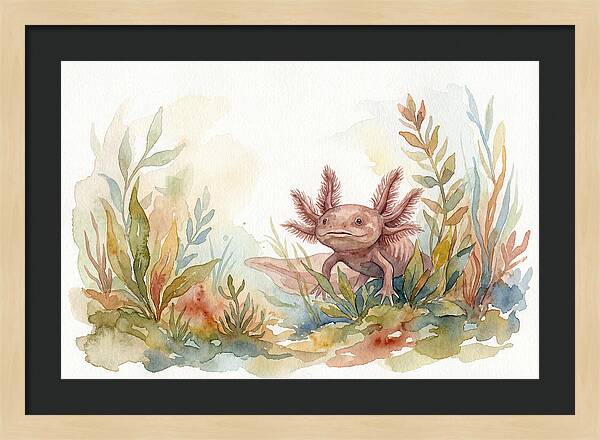 Axolotl Among Aquatic Plants