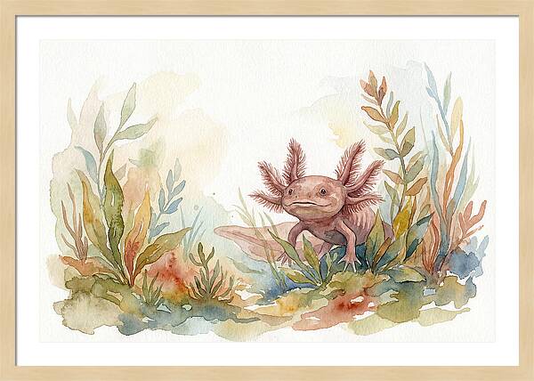 Axolotl Among Aquatic Plants
