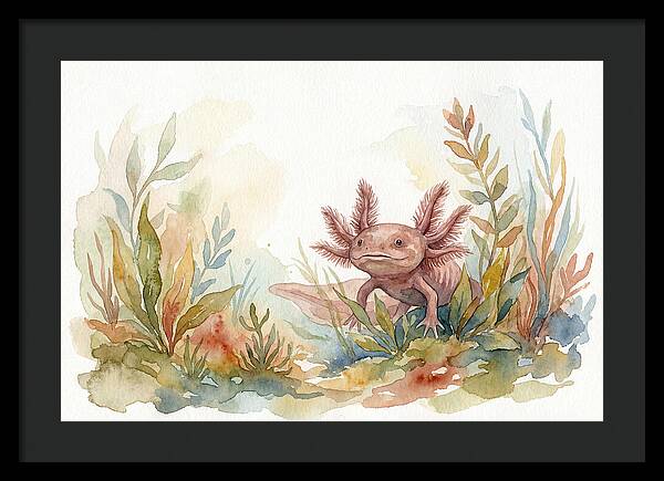 Axolotl Among Aquatic Plants