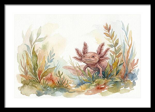 Axolotl Among Aquatic Plants