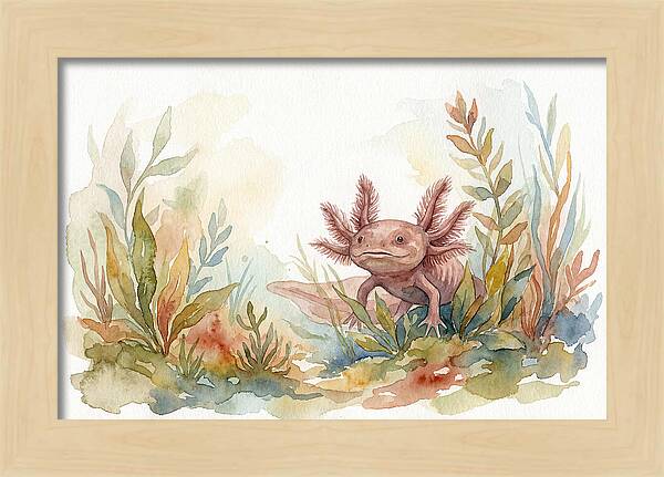 Axolotl Among Aquatic Plants