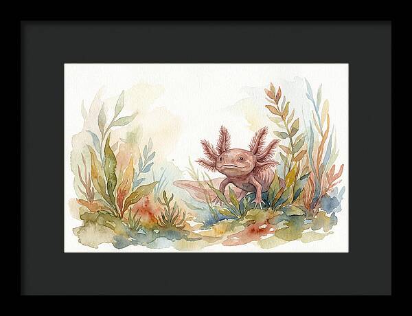 Axolotl Among Aquatic Plants