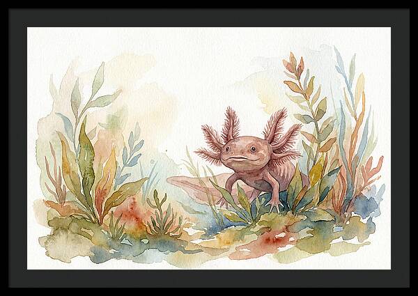 Axolotl Among Aquatic Plants