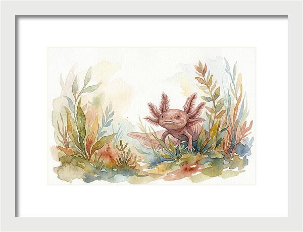 Axolotl Among Aquatic Plants
