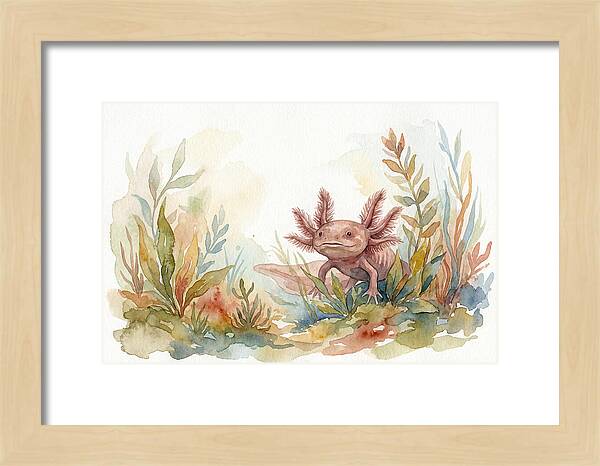 Axolotl Among Aquatic Plants