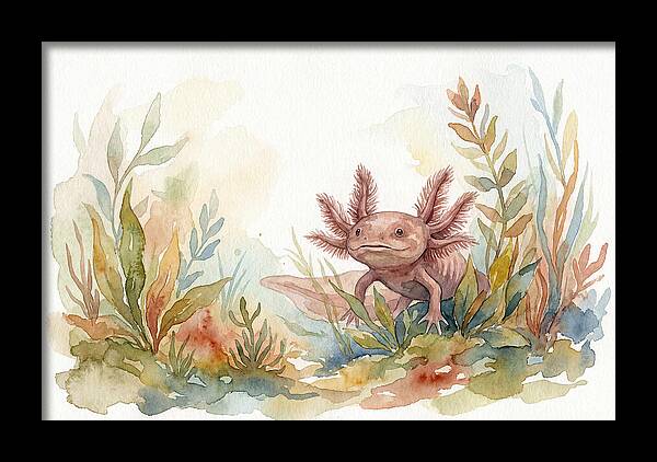 Axolotl Among Aquatic Plants