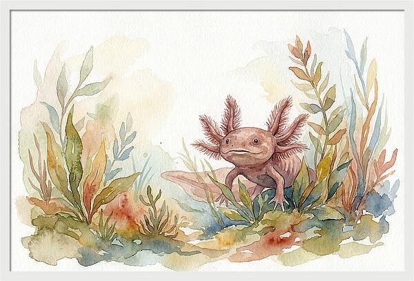 Axolotl Among Aquatic Plants