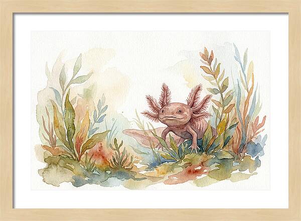 Axolotl Among Aquatic Plants