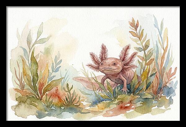 Axolotl Among Aquatic Plants