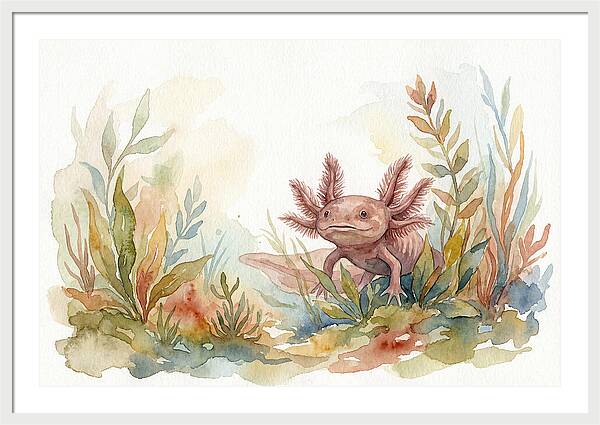 Axolotl Among Aquatic Plants