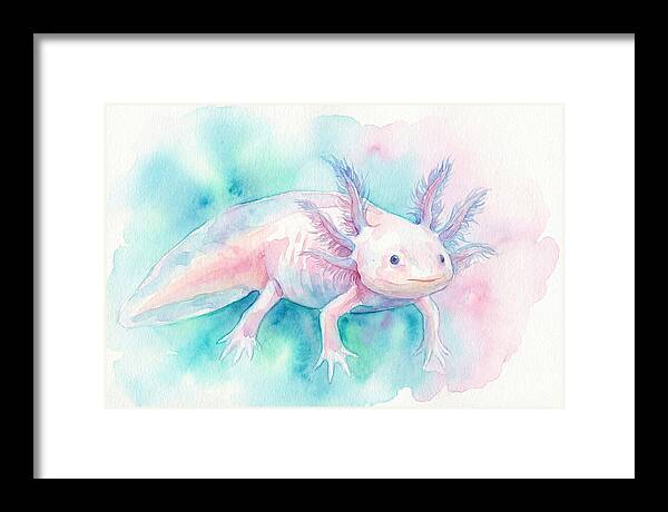 Axolotl In Watercolor Dreamscape