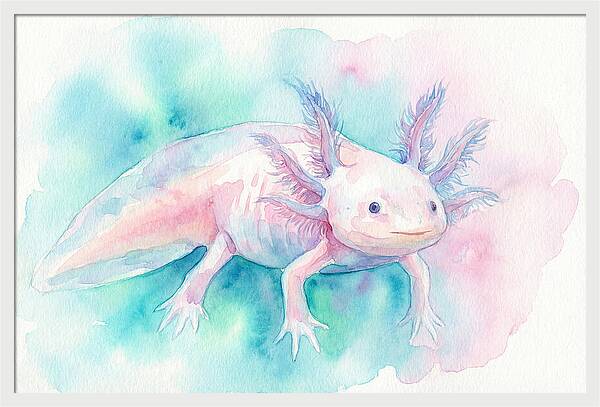 Axolotl In Watercolor Dreamscape