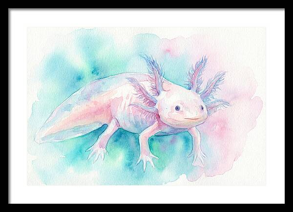 Axolotl In Watercolor Dreamscape