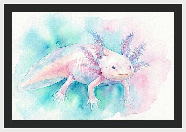 Axolotl In Watercolor Dreamscape