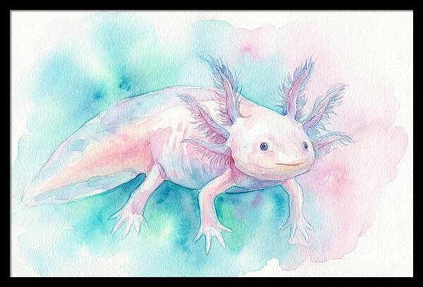 Axolotl In Watercolor Dreamscape