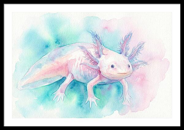 Axolotl In Watercolor Dreamscape