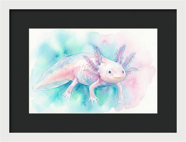 Axolotl In Watercolor Dreamscape