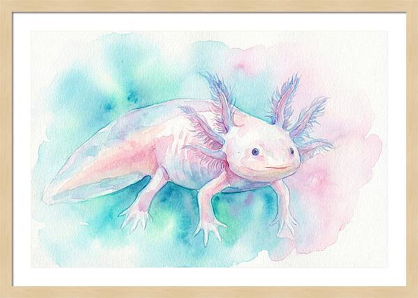 Axolotl In Watercolor Dreamscape