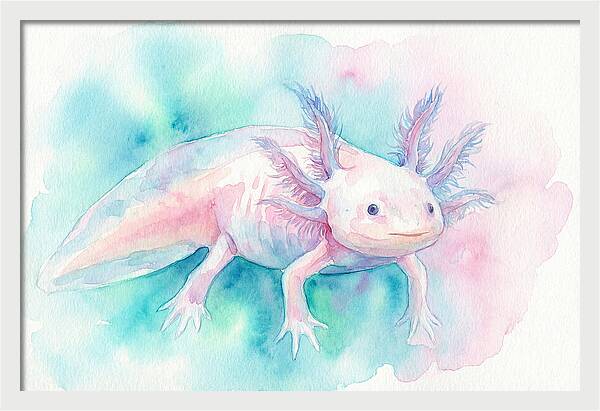 Axolotl In Watercolor Dreamscape