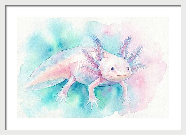 Axolotl In Watercolor Dreamscape