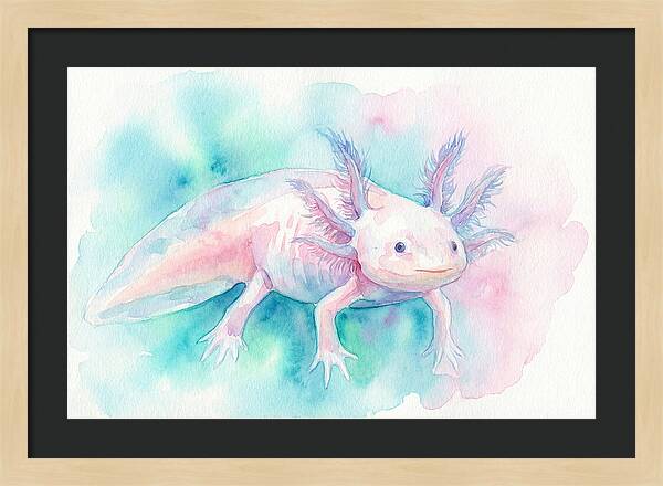 Axolotl In Watercolor Dreamscape