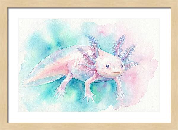 Axolotl In Watercolor Dreamscape