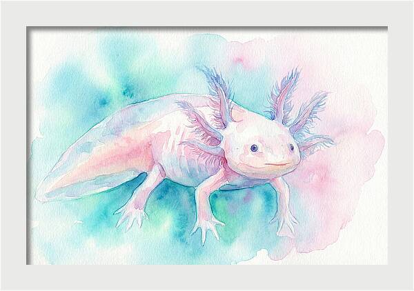 Axolotl In Watercolor Dreamscape
