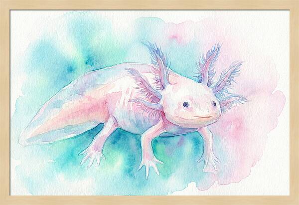 Axolotl In Watercolor Dreamscape