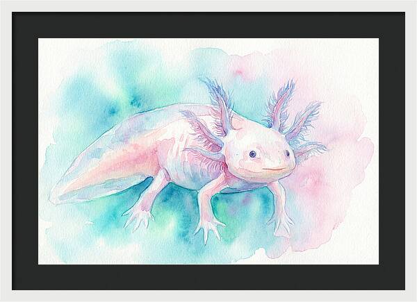 Axolotl In Watercolor Dreamscape