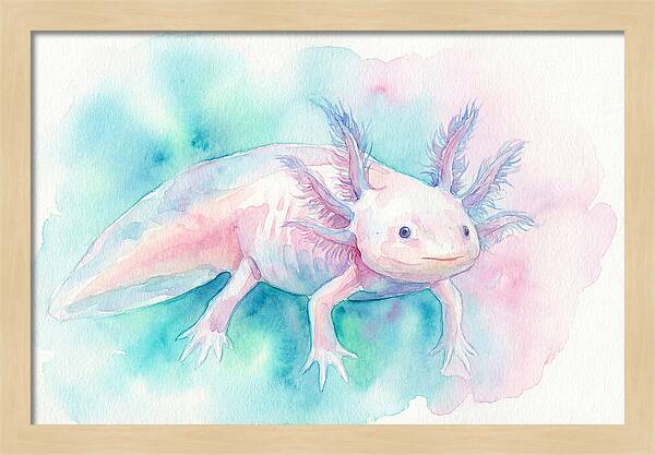 Axolotl In Watercolor Dreamscape