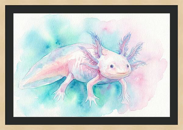 Axolotl In Watercolor Dreamscape