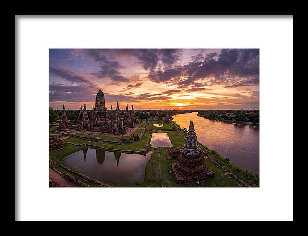 Ayutthaya Historical Park At Sunset