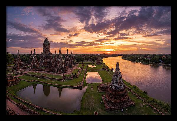 Ayutthaya Historical Park At Sunset