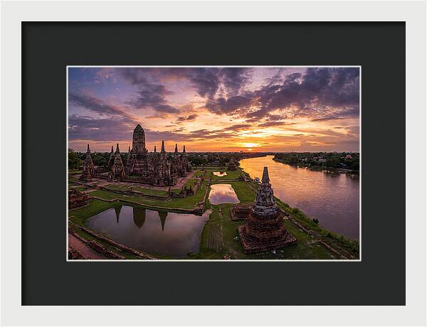 Ayutthaya Historical Park At Sunset
